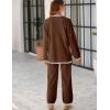 imageTanming Womens Sweater Sets 2 Piece Outfits Knitted Pullover Jumper and Wide Leg Pants TracksuitDark Brown