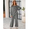 imageTanming Womens Sweater Sets 2 Piece Outfits Knitted Pullover Jumper and Wide Leg Pants TracksuitGrey