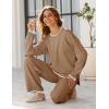 imageTanming Womens Sweater Sets 2 Piece Outfits Knitted Pullover Jumper and Wide Leg Pants TracksuitKhaki