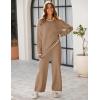 imageTanming Womens Sweater Sets 2 Piece Outfits Knitted Pullover Jumper and Wide Leg Pants TracksuitKhaki
