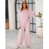 imageTanming Womens Sweater Sets 2 Piece Outfits Knitted Pullover Jumper and Wide Leg Pants TracksuitPink