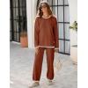 imageTanming Womens Sweater Sets 2 Piece Outfits Knitted Pullover Jumper and Wide Leg Pants TracksuitRust