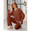 imageTanming Womens Sweater Sets 2 Piece Outfits Knitted Pullover Jumper and Wide Leg Pants TracksuitRust