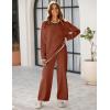 imageTanming Womens Sweater Sets 2 Piece Outfits Knitted Pullover Jumper and Wide Leg Pants TracksuitRust