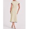 imageTanming Womens Two Piece Skirt Set Casual Short Sleeve Crop Top Ribbed Knit Midi Pleated SkirtBeige