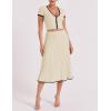 imageTanming Womens Two Piece Skirt Set Casual Short Sleeve Crop Top Ribbed Knit Midi Pleated SkirtBeige