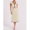 imageTanming Womens Two Piece Skirt Set Casual Short Sleeve Crop Top Ribbed Knit Midi Pleated SkirtBeige
