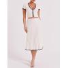 imageTanming Womens Two Piece Skirt Set Casual Short Sleeve Crop Top Ribbed Knit Midi Pleated SkirtWhite