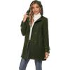 imageTanming Womens Warm Double Breasted Wool Pea Coat Trench Coat Jacket with HoodArmy Green