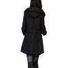 imageTanming Womens Warm Double Breasted Wool Pea Coat Trench Coat Jacket with HoodBlack