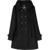 imageTanming Womens Warm Double Breasted Wool Pea Coat Trench Coat Jacket with HoodBlack