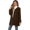 imageTanming Womens Warm Double Breasted Wool Pea Coat Trench Coat Jacket with HoodBrown