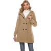 imageTanming Womens Warm Double Breasted Wool Pea Coat Trench Coat Jacket with HoodKhaki