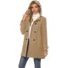 imageTanming Womens Warm Double Breasted Wool Pea Coat Trench Coat Jacket with HoodKhaki
