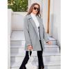 imageTanming Womens Winter Double Breasted Coat Black Wool Peacoat Long Sleeve Trench CoatGray