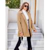 imageTanming Womens Winter Double Breasted Coat Black Wool Peacoat Long Sleeve Trench CoatKhaki