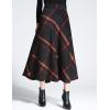 imageTanming Womens Winter Warm Elastic Waist Wool Plaid ALine Pleated Long SkirtBlack