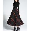 imageTanming Womens Winter Warm Elastic Waist Wool Plaid ALine Pleated Long SkirtBlack