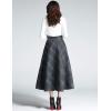 imageTanming Womens Winter Warm Elastic Waist Wool Plaid ALine Pleated Long SkirtBlue Grey