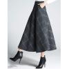 imageTanming Womens Winter Warm Elastic Waist Wool Plaid ALine Pleated Long SkirtBlue Grey