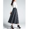 imageTanming Womens Winter Warm Elastic Waist Wool Plaid ALine Pleated Long SkirtBlue Grey