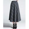 imageTanming Womens Winter Warm Elastic Waist Wool Plaid ALine Pleated Long SkirtBlue Grey