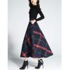 imageTanming Womens Winter Warm Elastic Waist Wool Plaid ALine Pleated Long SkirtDark Blue
