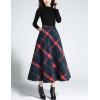 imageTanming Womens Winter Warm Elastic Waist Wool Plaid ALine Pleated Long SkirtDark Blue