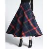 imageTanming Womens Winter Warm Elastic Waist Wool Plaid ALine Pleated Long SkirtDark Blue
