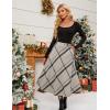 imageTanming Womens Winter Warm Elastic Waist Wool Plaid ALine Pleated Long SkirtGray