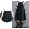 imageTanming Womens Winter Warm Elastic Waist Wool Plaid ALine Pleated Long SkirtGreen2