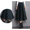 imageTanming Womens Winter Warm Elastic Waist Wool Plaid ALine Pleated Long SkirtGreen2