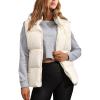 imageTanming Black Puffer Vest Women Zip Up Lightweight Sleeveless Winter Outerwear Vests with HoodBeige