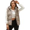 imageTanming Black Puffer Vest Women Zip Up Lightweight Sleeveless Winter Outerwear Vests with HoodLight Khaki