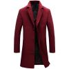 imageTanming Mens Black Trench Coat Notched Lapel Single Breasted Long Peacoat OvercoatRed