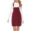 imageTanming Womens Corduroy A Line Cute Jumper Pinafore Bib Overall Mini Dress SkirtWine Red