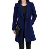imageTanming Womens Elegant Notched Collar Button Wool Blend Solid Long Pea Coat OvercoatNavy