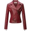 imageTanming Womens Faux Leather Moto Biker Short Coat JacketC Wine Red14