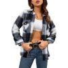 imageTanming Womens Flannel Plaid Shacket Wool Blend Button Down Shirt Fall Fashion JacketBlue