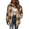 imageTanming Womens Flannel Plaid Shacket Wool Blend Button Down Shirt Fall Fashion JacketBrown