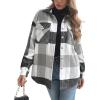 imageTanming Womens Flannel Plaid Shacket Wool Blend Button Down Shirt Fall Fashion JacketGrey