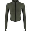 imageTanming Womens Full Zip Seamless Workout Jacket Running Yoga Slim Fit Track JacketArmy Green
