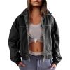 imageTanming Womens Leather Jacket Fall Fashion Motorcycle Biker Bomber Jacket Zip Up Winter Coat OuterwearBlack