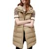 imageTanming Womens Long Puffer Vest Casual Sleeveless Puffy Jacket with Removable HoodKhaki