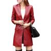 imageTanming Womens PU Faux Leather Jacket Casual Lapel Long Suit Trench Coat OuterwearWine Red