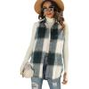 imageTanming Womens Plaid Vest Brushed Flannel Sleeveless Shacket Shirt Jacket with PocketsGreen