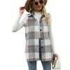 imageTanming Womens Plaid Vest Brushed Flannel Sleeveless Shacket Shirt Jacket with PocketsGrey
