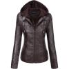 imageTanming Womens Removable Hooded Faux Leather JacketsDark Coffee