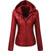 imageTanming Womens Removable Hooded Faux Leather JacketsWine Red
