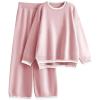 imageTanming Womens Sweater Sets 2 Piece Outfits Knitted Pullover Jumper and Wide Leg Pants TracksuitPink